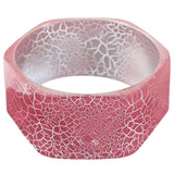 Pink Cracked Texture Hexagon Bangle Bracelet