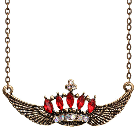 Red Crown Double Wing Chain Necklace