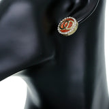 Red Double Circle Rhinestone Post Earrings
