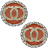 Red Double Circle Rhinestone Post Earrings