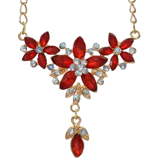 Red Elegant Gemstone Chandelier Chain Necklace