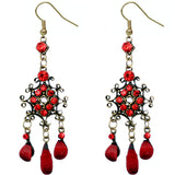 Red Elegant Chandelier Gemstone Earrings