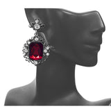 Red Elegant Post Gemstone Earrings