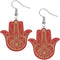 Red Evil Eye Hamsa Hand Wooden Dangle Earrings