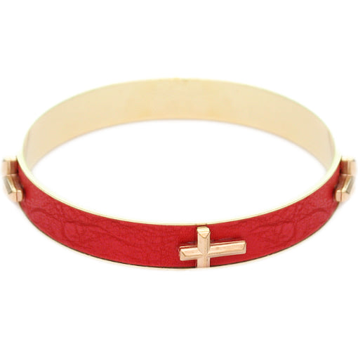 Red Cross Fabric Bangle Bracelet