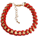 Red Fabric Twisted Metal Clasp Bracelet