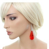 Red Faceted Faux Crystal Drop Earrings