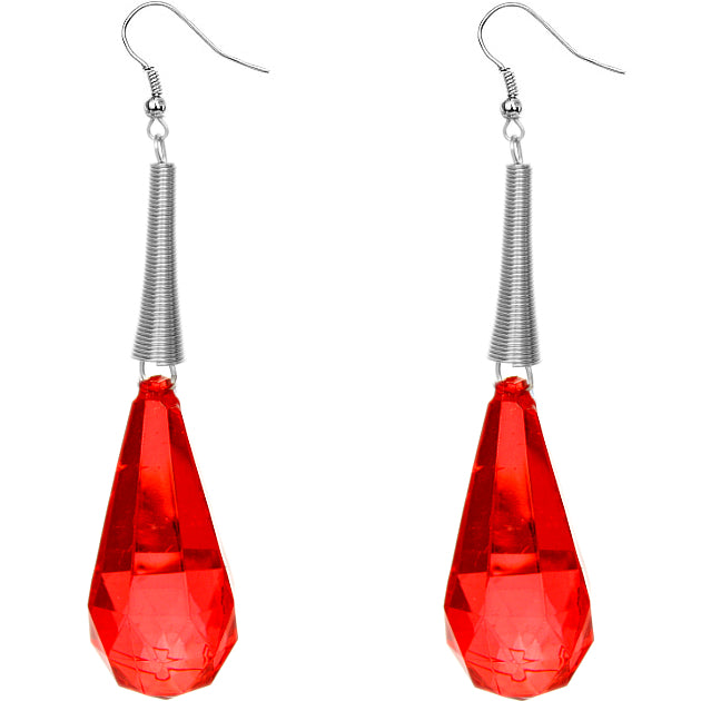 Red Faceted Faux Crystal Drop Earrings