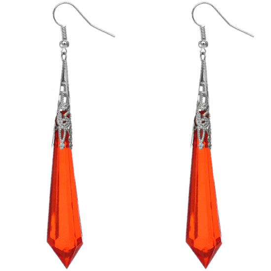 Red Faux Crystal Pointy Earrings