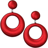 Red Soft Open Hoop Post Earrings