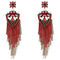 Red Faux Pearl Gemstone Long Chain Earrings