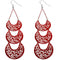 Red Filigree Crescent Long Chain Earrings