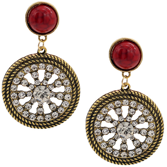 Red Gold CZ Post Earrings
