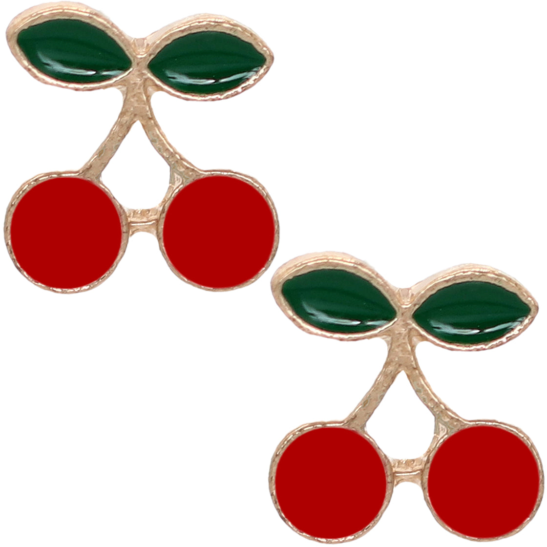 Red Green Small Mini Cherry Stud Earrings