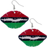 Red Green Wooden Kiss Me Earrings