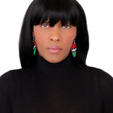 Red Green Wooden Kiss Me Earrings
