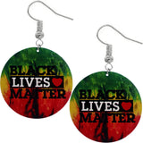 Multicolor Rasta Tie Dye Black Lives Matter Wooden Earrings