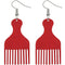 Red Afro Pick Comb Afrocentric Wooden Earrings