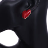 Red Glossy Heart Shape Post Earrings
