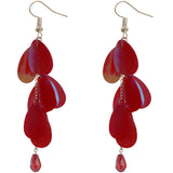 Red Iridescent Long Teardrop Chain Earrings