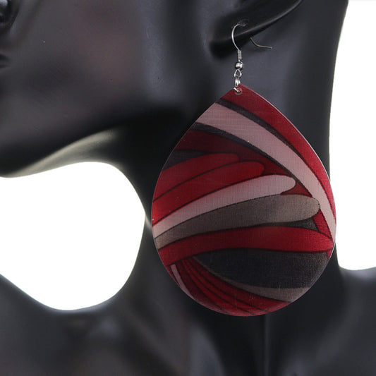 Red Large Acrylic Teardrop Earrings