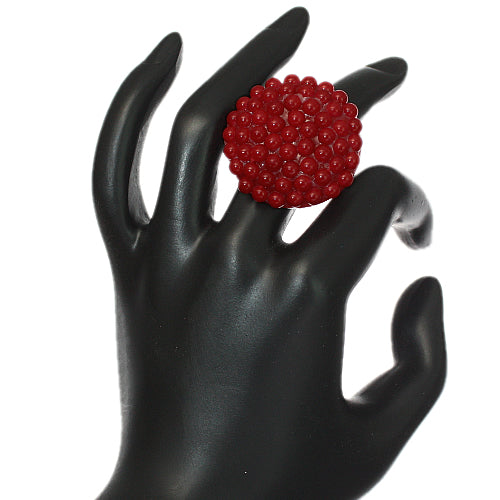 Red Large Beaded Fashion Ring