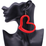 Red Large Glitter Heart Earrings