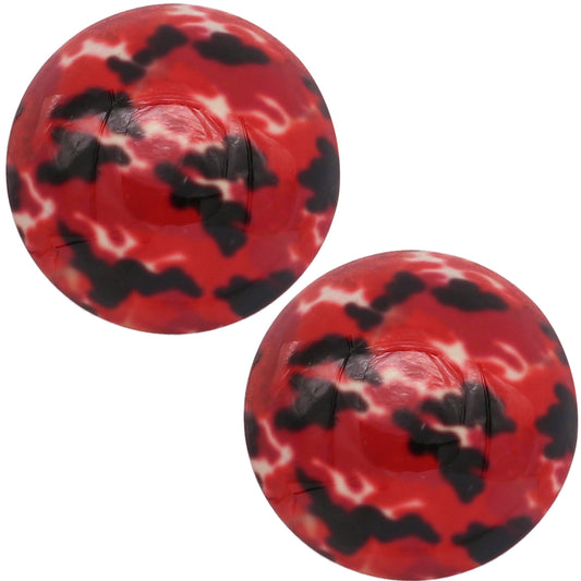 Red Army Camo Large Button Stud Earrings