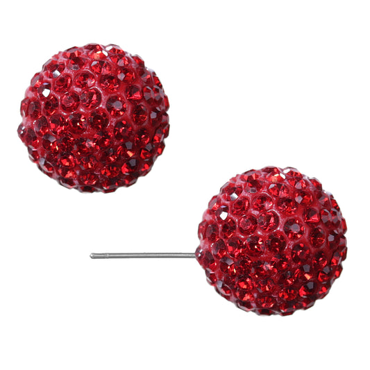 Red Large Fireball Stud Earrings