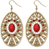 Red Large Round Studded Dangle Earrings
