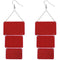 Red Triple Square Link Drop Earrings