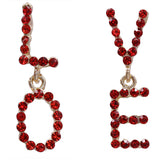 Red Love Letter Rhinestone Dangle Earrings