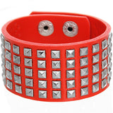 Red Mini Studded Pyramid Snap Bracelet