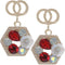 Red Faux Gemstone Double Circle Post Earrings