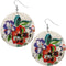 Red Multicolor Floral Shell Earrings