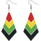 Multicolor Chevron V Pattern Wooden Earrings