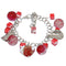 Red Murano Glass Heart Charm Chain Link Bracelet
