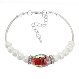 Red Murano Faux Pearl Beaded Bracelet