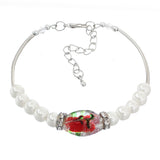 Red Murano Faux Pearl Beaded Bracelet