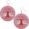 Red Tree of Life Wooden Earrings