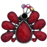 Red Large Beaded Peacock Adjustable Ring