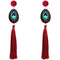 Red Long Peacock Tassel Earrings