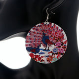 Red Indian Peafowl Peacock Thin Earrings