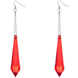 Red Pointy Faux Crystal Drop Chain Earrings