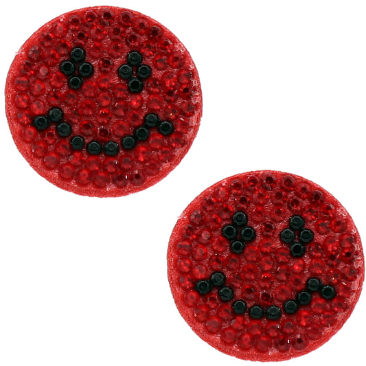 Red Smiley Face Stud Earrings