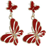 Red Butterfly Rhinestone Dangle Earrings