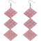 Red Rhinestone Long Mesh Flat Earrings
