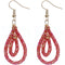 Red Sequin Confetti Double Teardrop Hoop Earrings