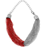 Red Silver Multi Line Chain Bracelet
