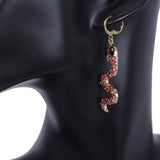 Red Iridescent Slither Snake Leverback Earrings